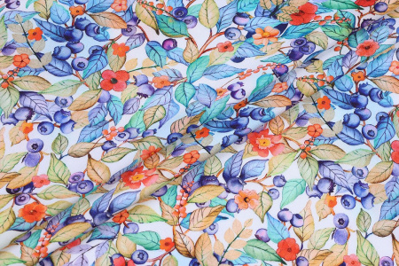 Ткань плательно-блузочная вискоза сатин, Maks Style, вискоза 100%, цветочный принт, арт. 59