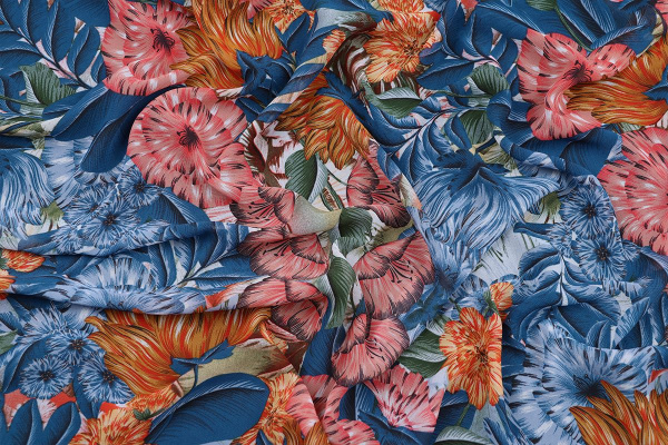 Ткань плательно-блузочная шифон, Maks Style, цветочный принт, арт. C20013A D1016513 C-D