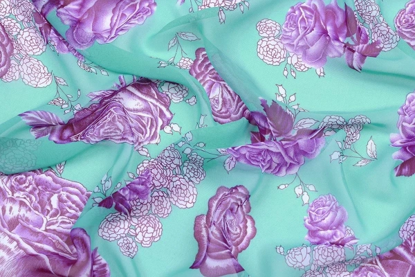 Ткань плательно-блузочная шифон,  Maks Style, цветочный принт, арт 3778 D-1009990 C-1