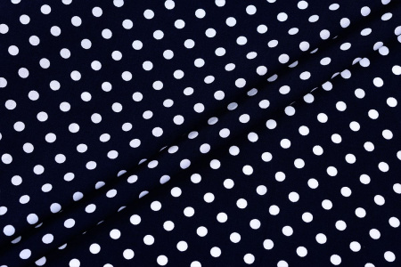 Ткань плательно-блузочная штапель, Maks Style, вискоза 100%, темно-синий принт горох, арт. MS- 1146 D-30 С-1