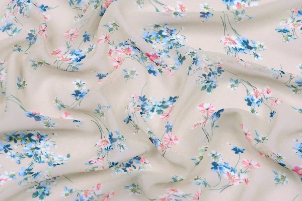 Ткань плательно-блузочная штапель, Maks Style, цветочный принт, арт MS- 1242 D-3 C-1