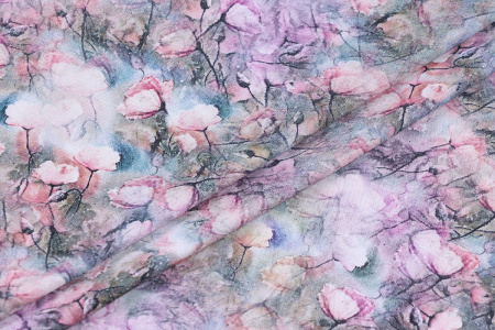 Ткань плательно-блузочная вискоза сатин, Maks Style, вискоза 100%, цветочный принт, арт. D- 65