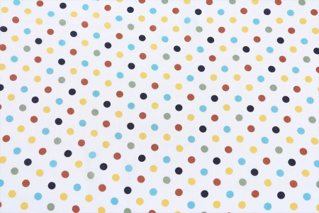 Ткань плательно-блузочная штапель, Maks Style, вискоза 100%, белый принт горох цветной, арт. 4199 D-48870