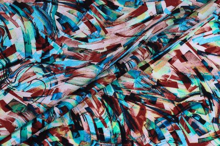 Ткань плательно-блузочная штапель, Maks Style, вискоза 100%, абстракция акварель, арт. MS- 3685 D-2