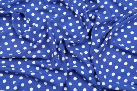Ткань плательно-блузочная штапель, Maks Style, вискоза 100%, синий принт горох, арт. MS- 1146 D-29 С-4