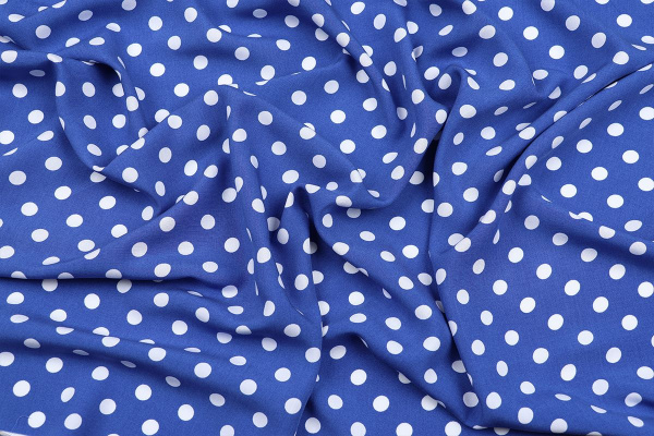 Ткань плательно-блузочная штапель, Maks Style, вискоза 100%, синий принт горох, арт. MS- 1146 D-29 С-4