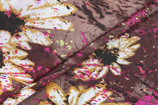 Ткань плательно-блузочная шифон,  Maks Style, цветочный принт, арт. MS- 3270 D-12 С-13