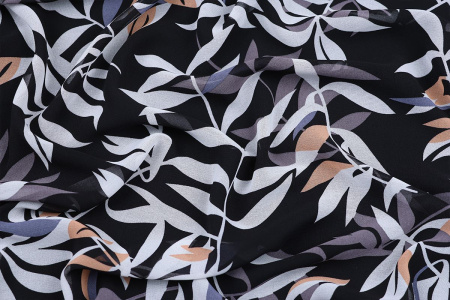Ткань плательно-блузочная шифон, Maks Style, листья, арт MS- 1235 D-B04H5125 C-1