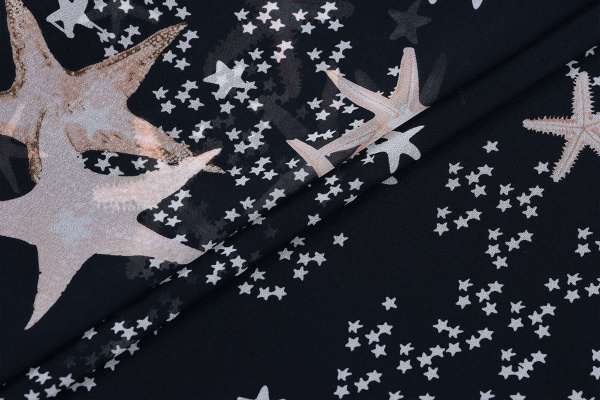 Ткань плательно-блузочная шифон, Maks Style, морская звезда, арт. MS- 1166 D-403 C-1