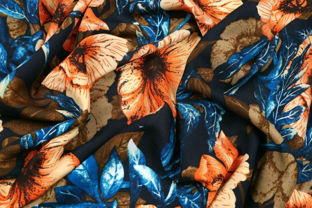 Ткань плательно-блузочная штапель, Maks Style, вискоза 100%, цветочный принт, арт. MS-4199 D-48446