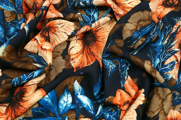 Ткань плательно-блузочная штапель, Maks Style, вискоза 100%, цветочный принт, арт. MS-4199 D-48446