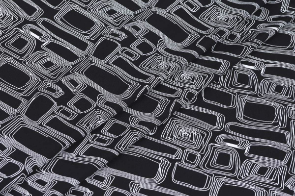 Ткань плательно-блузочная штапель, Maks Style, вискоза 100%, абстракция черно-белая, арт. MS- 1226 D- 8 C- 2