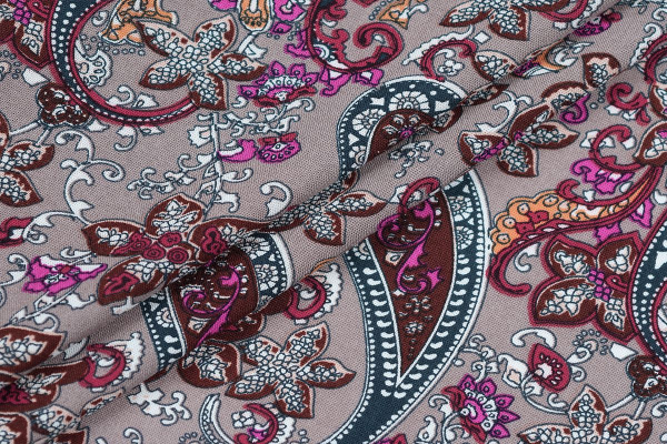 Ткань плательно-блузочная штапель, Maks Style, вискоза 100%, цветочный принт огурцы, арт. SI- 3020 /17 D-12 C-3