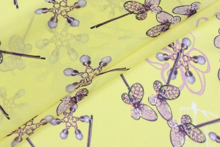 Ткань плательно-блузочная шифон,  Maks Style, цветочный принт, арт 2493 D-14 C-1