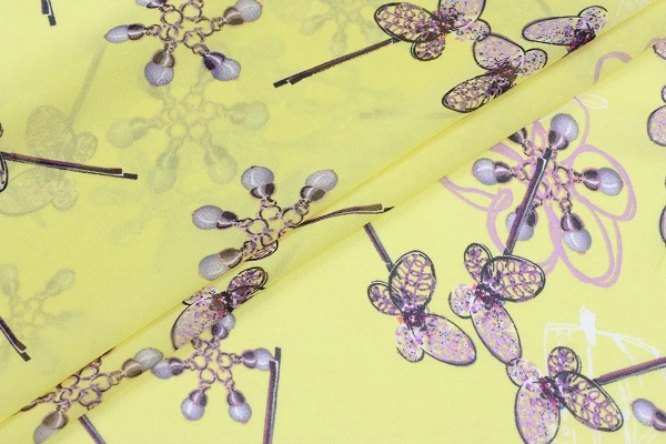 Ткань плательно-блузочная шифон,  Maks Style, цветочный принт, арт 2493 D-14 C-1