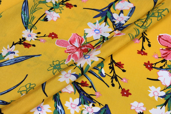 Ткань плательно-блузочная штапель, Maks Style, вискоза 100%, цветочный принт, арт. MS-1237 D-LZD621084 C-4