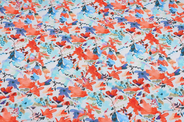 Ткань плательно-блузочная штапель, Maks Style, вискоза 100%, абстракция на сером фоне, арт. MS- 1192 D- 1