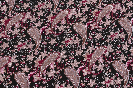 Ткань плательно-блузочная штапель, Maks Style, вискоза 100%, цветочный принт огурцы, арт. SI- 3020 /17 D-12 C-1