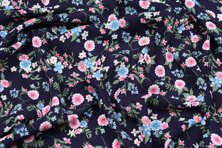 Ткань плательно-блузочная штапель, Maks Style, вискоза 100%, цветочный принт, арт. MS-1180 D-8-1