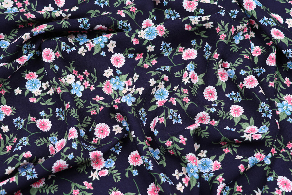 Ткань плательно-блузочная штапель, Maks Style, вискоза 100%, цветочный принт, арт. MS-1180 D-8-1