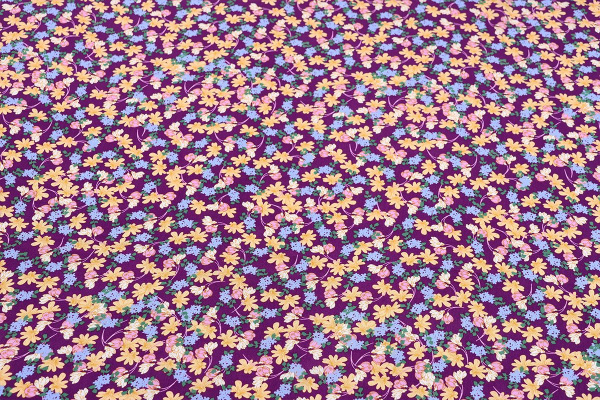 Ткань плательно-блузочная штапель, Maks Style, вискоза 100%, цветочный принт фиолетовый, арт. MS-1237 D-LZD621058 C-1