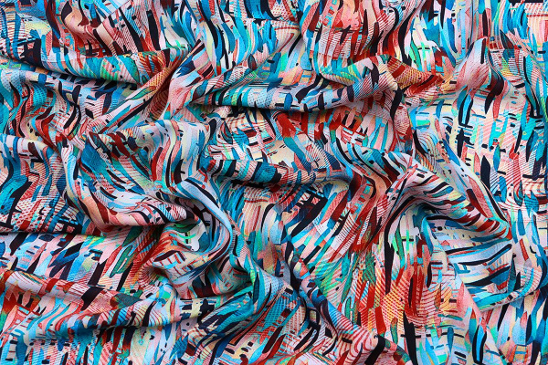 Ткань плательно-блузочная штапель, Maks Style, вискоза 100%, абстракция акварель, арт. MS- 3721 D-2