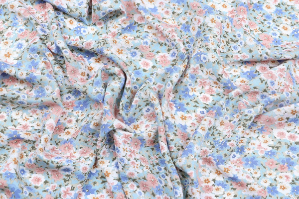 Ткань плательно-блузочная штапель, Maks Style, вискоза 100%, цветочный принт, арт. MS- 1187 D-38