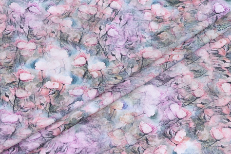 Ткань плательно-блузочная вискоза сатин, Maks Style, вискоза 100%, цветочный принт, арт. D- 65