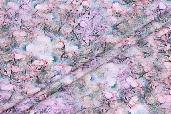 Ткань плательно-блузочная вискоза сатин, Maks Style, вискоза 100%, цветочный принт, арт. D- 65