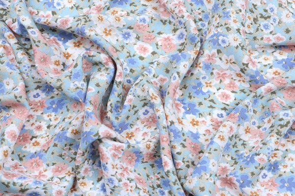 Ткань плательно-блузочная штапель, Maks Style, вискоза 100%, цветочный принт, арт. MS- 1187 D-38