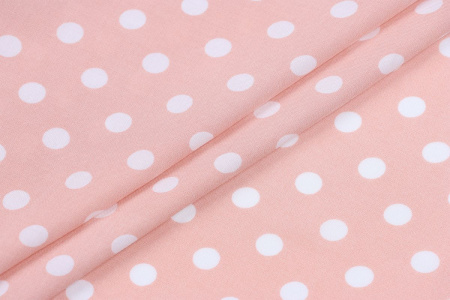 Ткань плательно-блузочная штапель, Maks Style, вискоза 100%, персиковый принт горох, арт. 1105 D-18