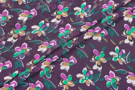 Ткань плательно-блузочная шифон, Maks Style, цветочный принт, арт. SI-3778-18 D-1013238 C-C
