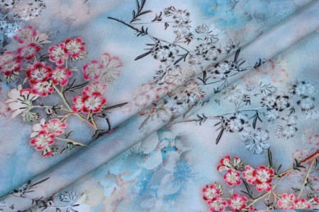 Ткань плательно-блузочная вискоза сатин, Maks Style, вискоза 100%, цветочный принт, арт. 1197 D- 21