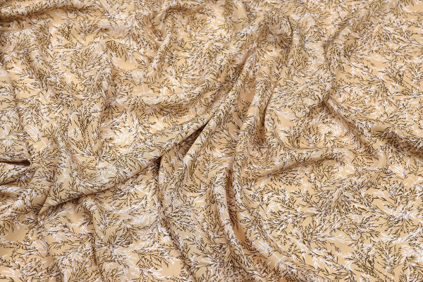 Ткань плательно-блузочная штапель, Maks Style, вискоза 100%, растительный принт бежевый, арт. MS-1237 D-LZD621060 C-4