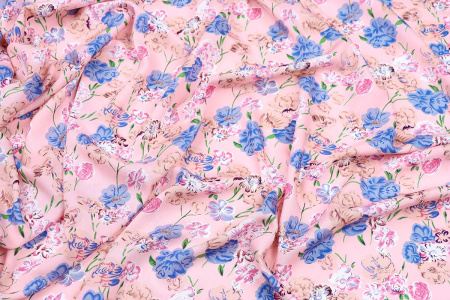 Ткань плательно-блузочная штапель, Maks Style, вискоза 100%, цветочный принт розовый, арт. MS-1237 D-LZD621057 C-4
