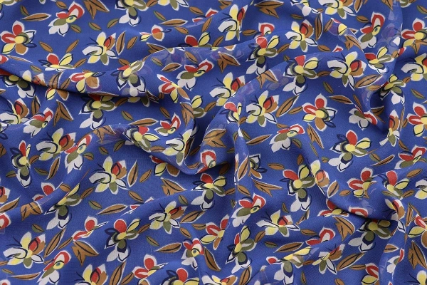 Ткань плательно-блузочная шифон, Maks Style, цветочный принт, арт. SI-3778-18 D- 1013238 C-A