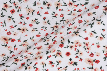 Ткань плательно-блузочная штапель, Maks Style, вискоза 100%, цветочный принт, арт. MS- 2201 D-26