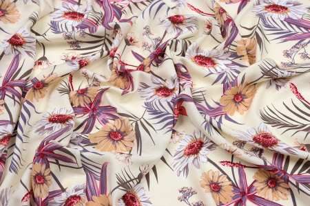 Ткань плательно-блузочная штапель, Maks Style, вискоза 100%, цвет ткани светлый, цветочный принт, арт. MS- 2201 D-32