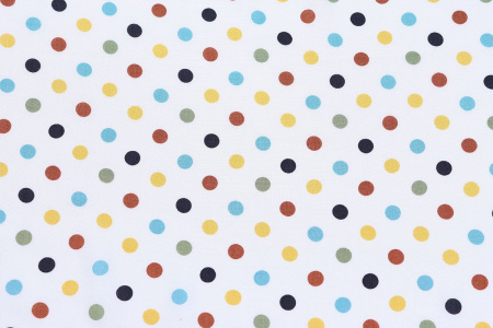 Ткань плательно-блузочная штапель, Maks Style, вискоза 100%, белый принт горох цветной, арт. 4199 D-48870
