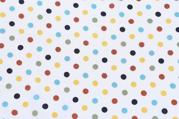 Ткань плательно-блузочная штапель, Maks Style, вискоза 100%, белый принт горох цветной, арт. 4199 D-48870