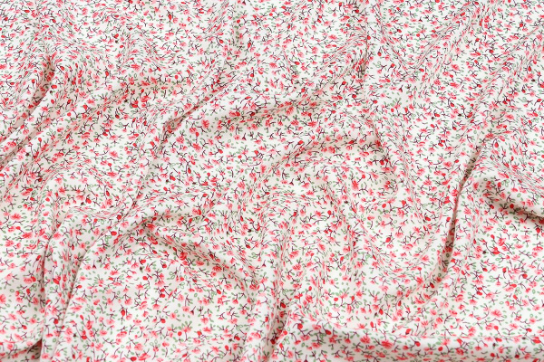 Ткань плательно-блузочная штапель, Maks Style, вискоза 100%, цвет ткани бежевый, цветочный принт, арт. MS- 2201 D-21