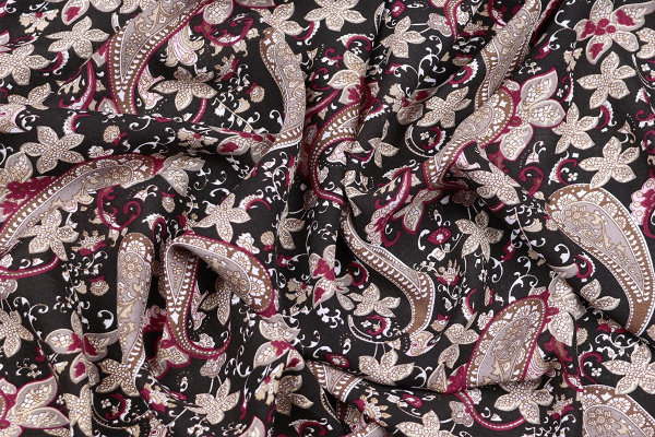 Ткань плательно-блузочная штапель, Maks Style, вискоза 100%, цветочный принт огурцы, арт. SI- 3020 /17 D-12 C-1