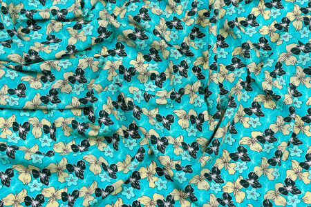 Ткань плательно-блузочная штапель, Maks Style, вискоза 100%, цветочный принт, арт. SI-2666/17 D-12A