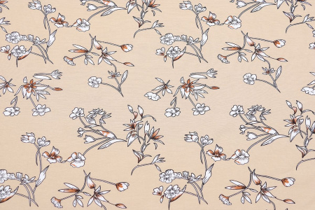 Ткань плательно-блузочная вискоза нейлон, Maks Style, вискоза 80%, нейлон 20%, цветочный принт, арт. MS- 1120 D- 6 С- 1