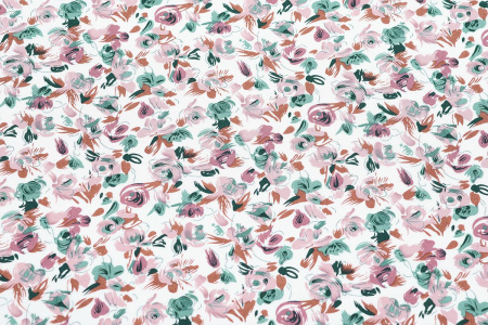 Ткань плательно-блузочная штапель, Maks Style, вискоза 100%, цветочный принт светлый, арт. MS-1180 D-7