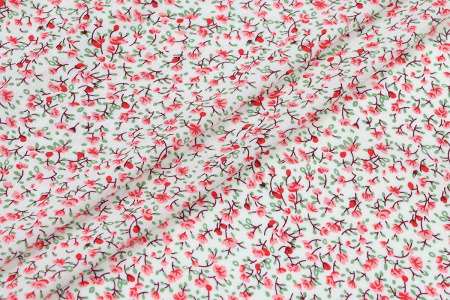 Ткань плательно-блузочная штапель, Maks Style, вискоза 100%, цвет ткани бежевый, цветочный принт, арт. MS- 2201 D-21