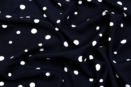 Ткань плательно-блузочная штапель, Maks Style, вискоза 100%, темно-синий принт горох, арт. MS- 1146 D-31 C-1