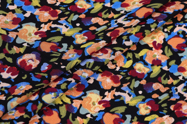 Ткань плательно-блузочная штапель, Maks Style, вискоза 100%, цветочный принт акварель, арт. MS-1237 D-LZD621048 С-1