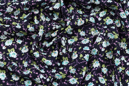 Ткань плательно-блузочная штапель, Maks Style, вискоза 100%, цветочный принт, арт. MS-2600 D-41 C-1