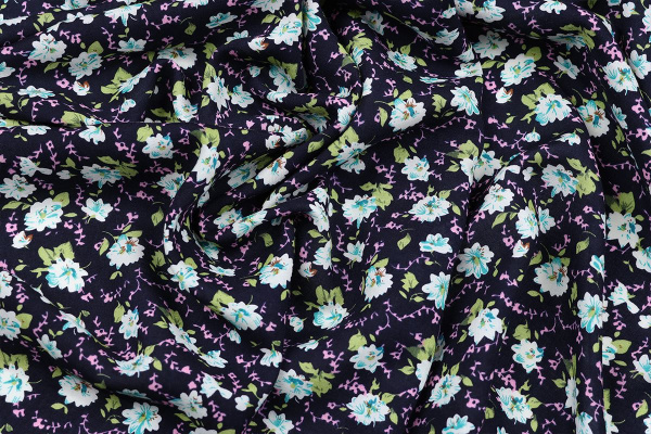Ткань плательно-блузочная штапель, Maks Style, вискоза 100%, цветочный принт, арт. MS-2600 D-41 C-1
